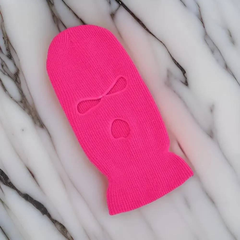 New‎ Vegan Neon Pink Knit Balaclava Ski Mask Full Face Beanie Hat Rave shiesty